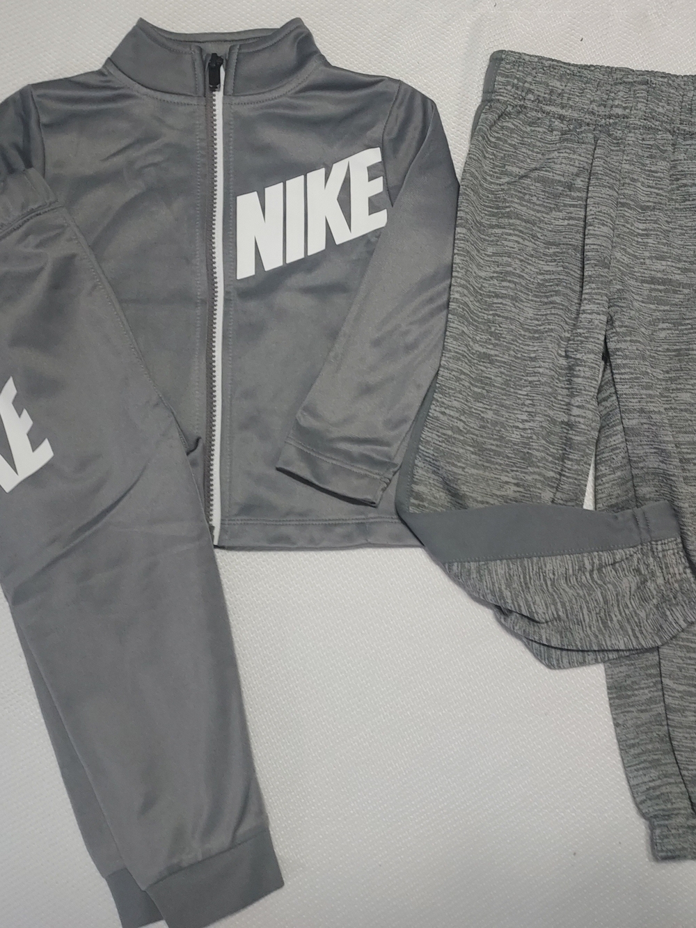 Nike Boys Gray Athletic Jogger Set with White Logo 3 Pc Lot